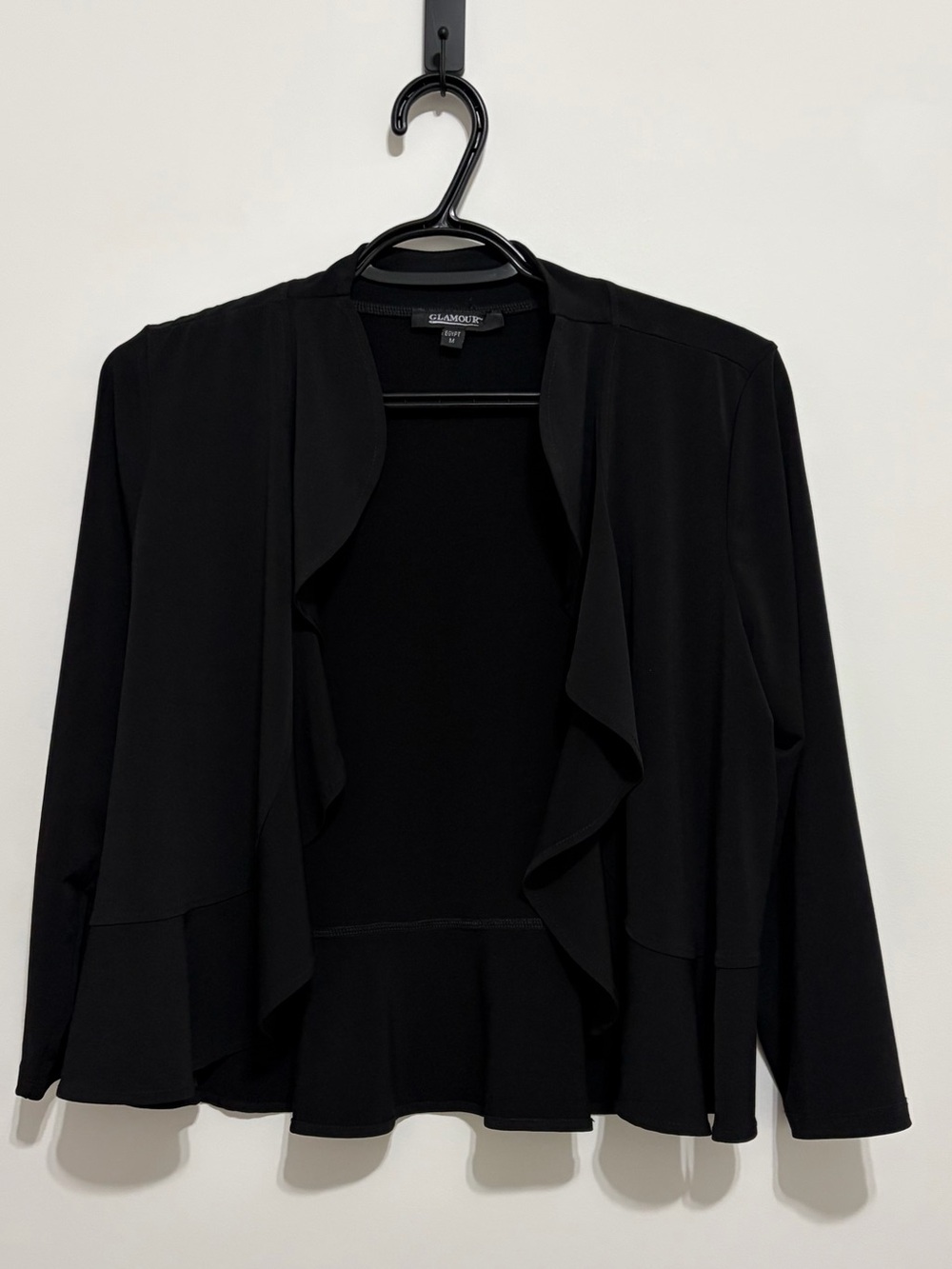 Glamour Black Draped Open-Front Shawl